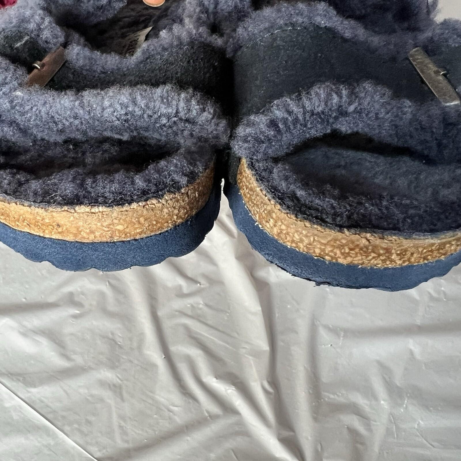 Birkenstock Arizona Navy Shearling Suede Sandals EU 36 US 6 Two Straps Buckle