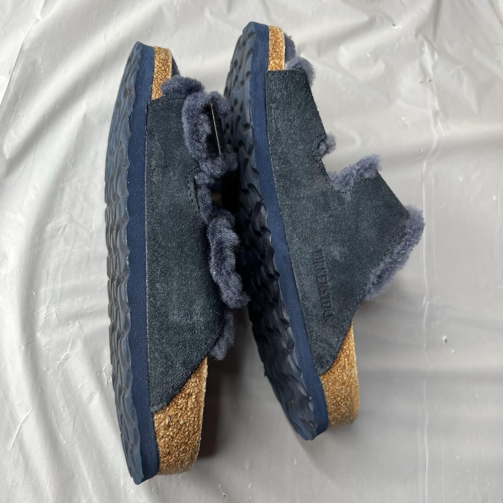 Birkenstock Arizona Navy Shearling Suede Sandals EU 36 US 6 Two Straps Buckle