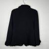 St John Evening By Marie Gray Blazer Size 6 Black Knit Ruffle Hem V Neck Stretch