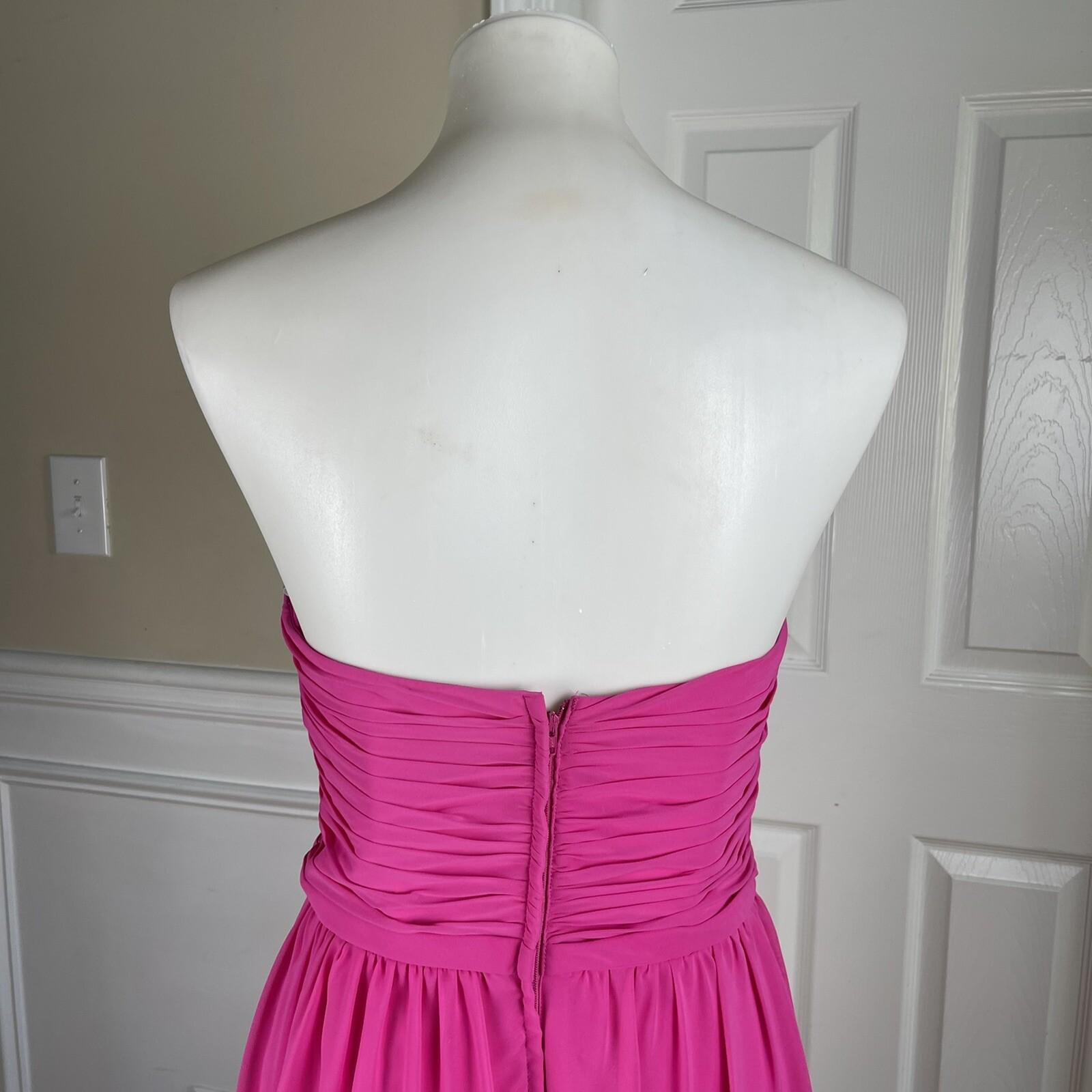 Alfred Angelo Polyester Dress Size 10 Fuchsia Strapless Pleated Sweetheart Flare