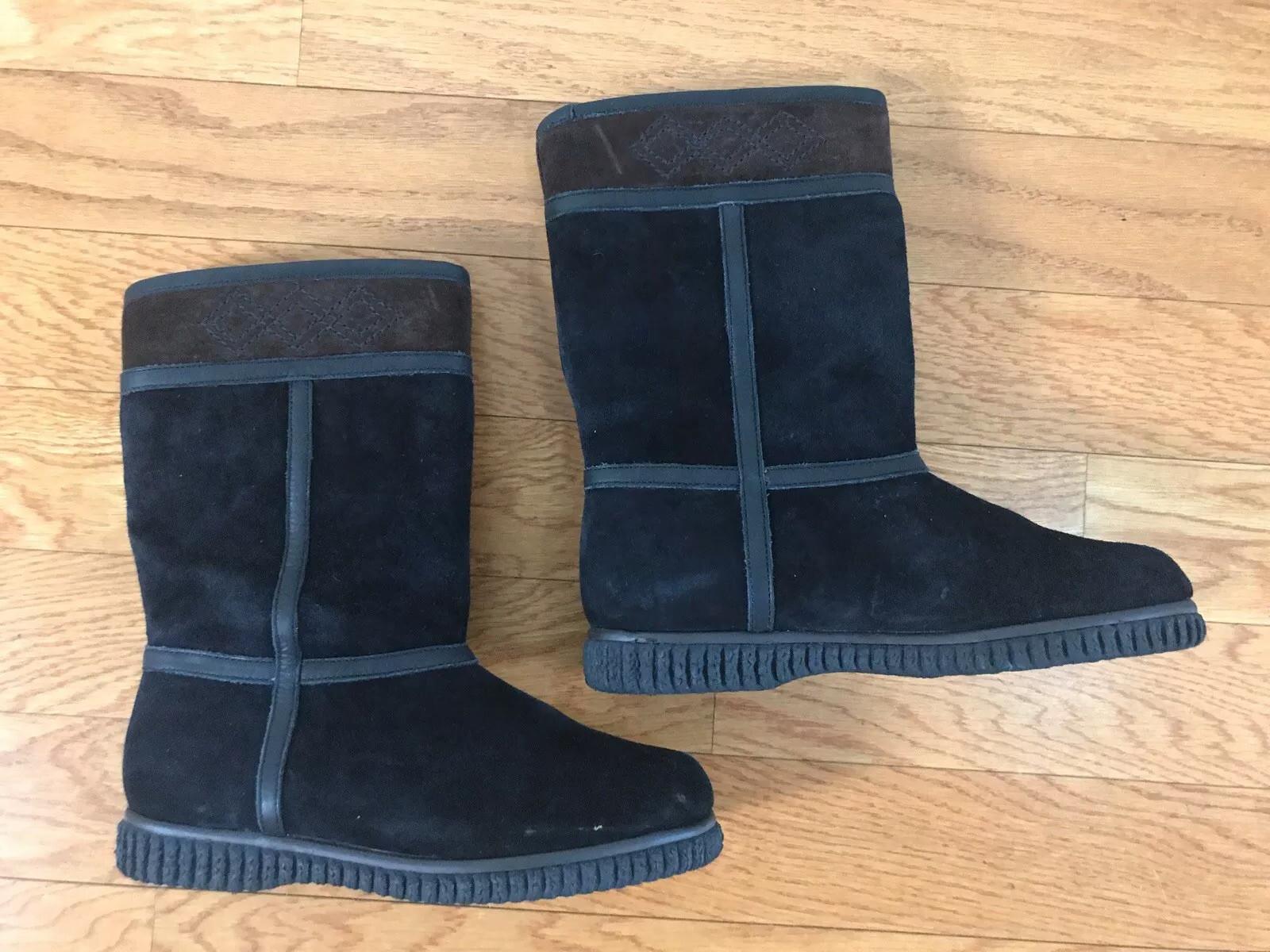 BASS Women Black Waterproof Winter Leather Suede Boot size 7 M