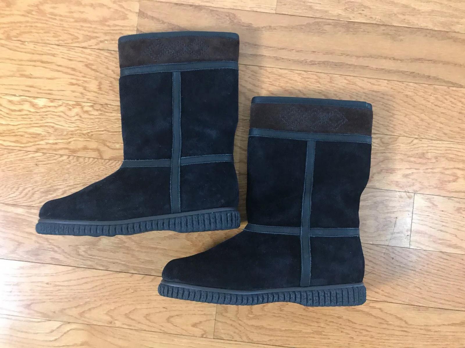 BASS Women Black Waterproof Winter Leather Suede Boot size 7 M