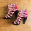 TWO LIPS Women Red Caged Open Toe Platform Heels Pumps Size 8