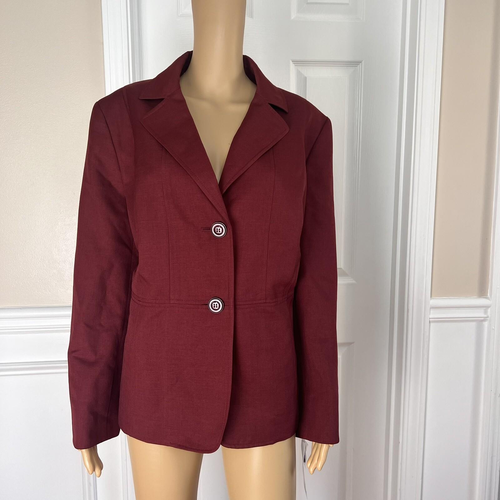 Jones Studio Women Polyester Blazer Suit Size 16W Merlot Lined Notch Collar New