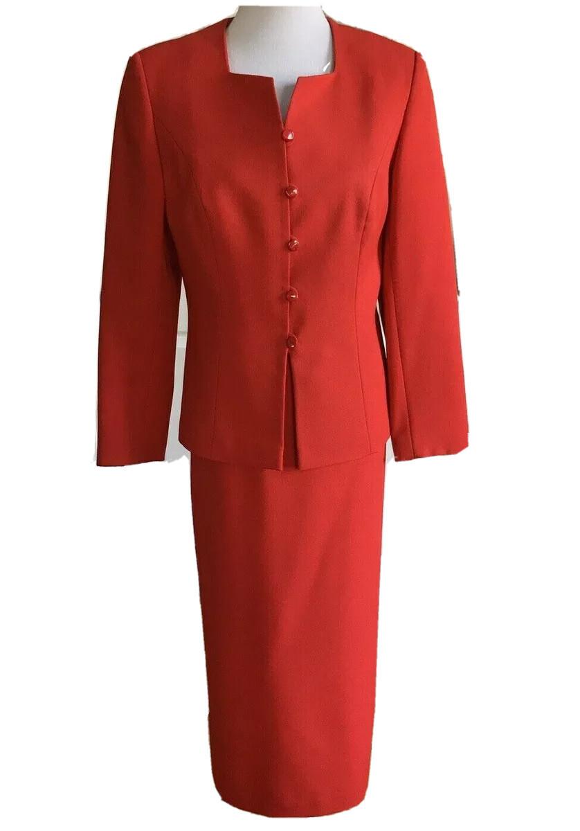 NYP Suits Women 2 PC Red Skirt Suit Size 10