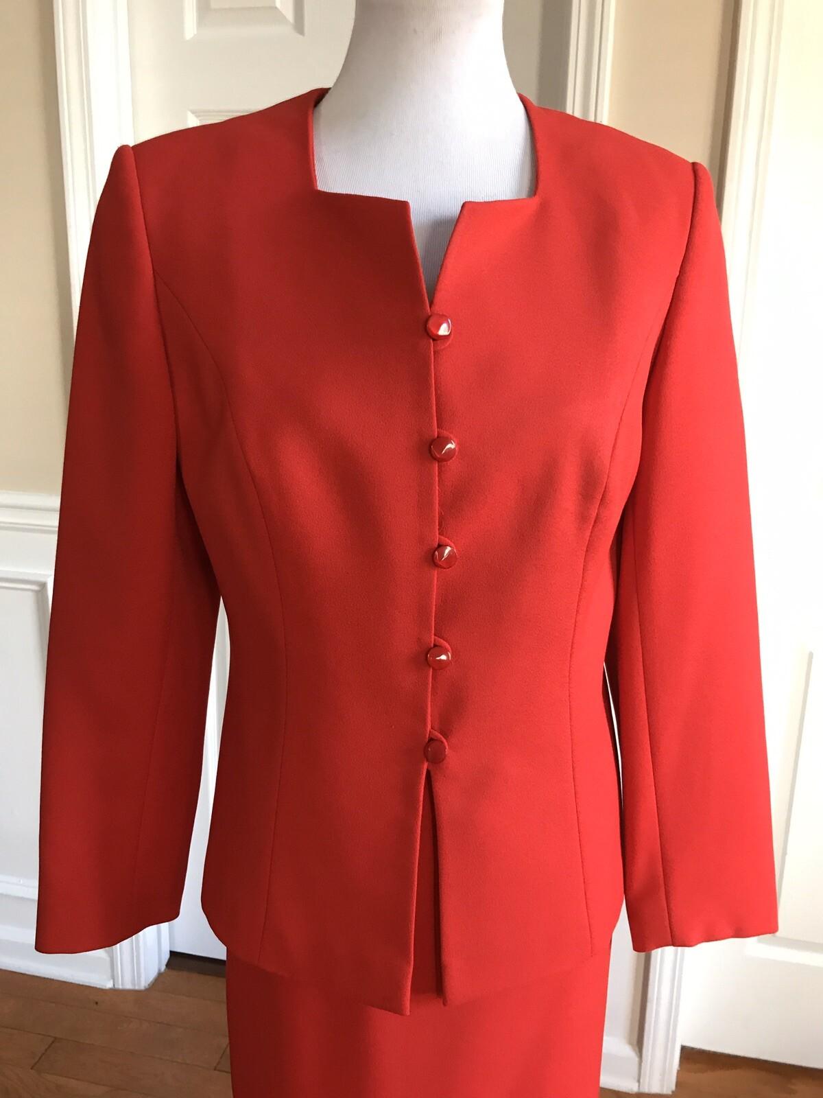 NYP Suits Women 2 PC Red Skirt Suit Size 10