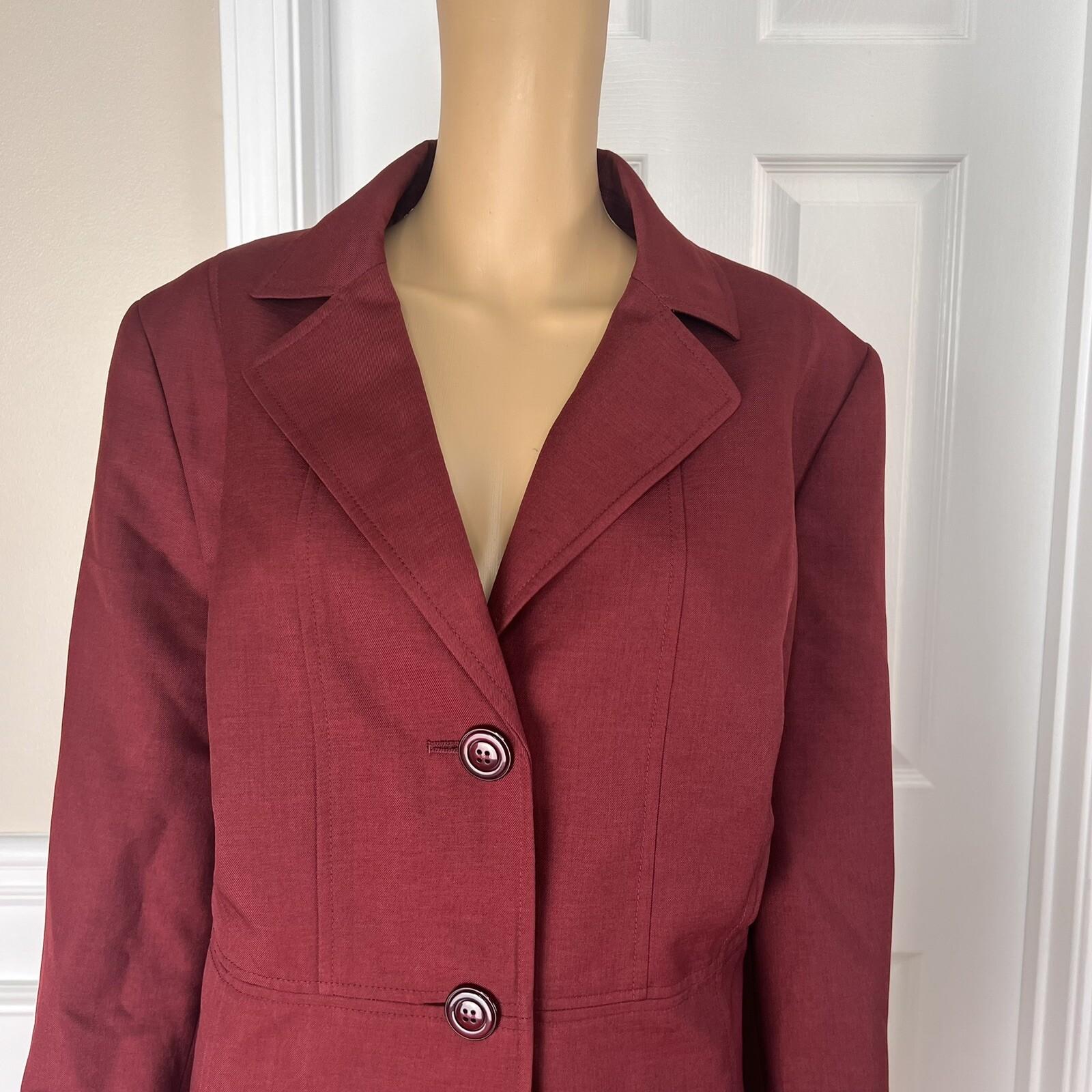 Jones Studio Women Polyester Blazer Suit Size 16W Merlot Lined Notch Collar New