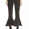 Beaufille Polyester Rayon Pants 2 Black Flared Hem Bell Bottom Stretch Disco