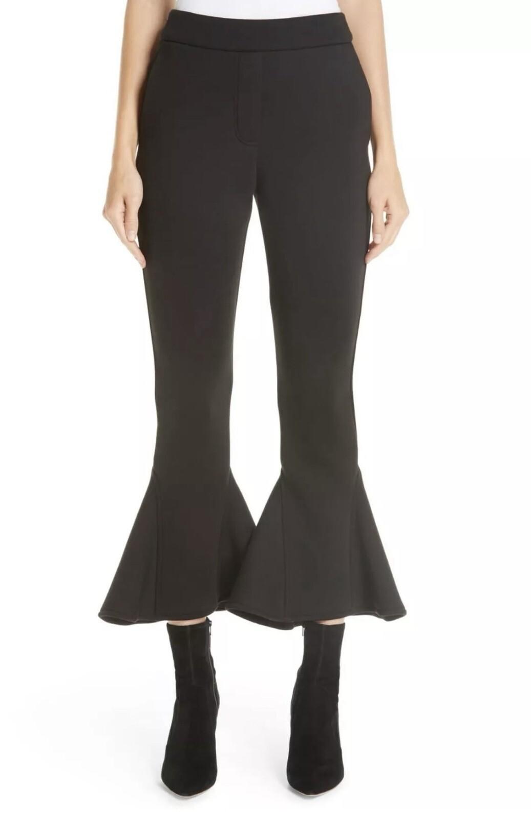 Beaufille Polyester Rayon Pants 2 Black Flared Hem Bell Bottom Stretch Disco