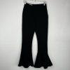 Beaufille Polyester Rayon Pants 2 Black Flared Hem Bell Bottom Stretch Disco