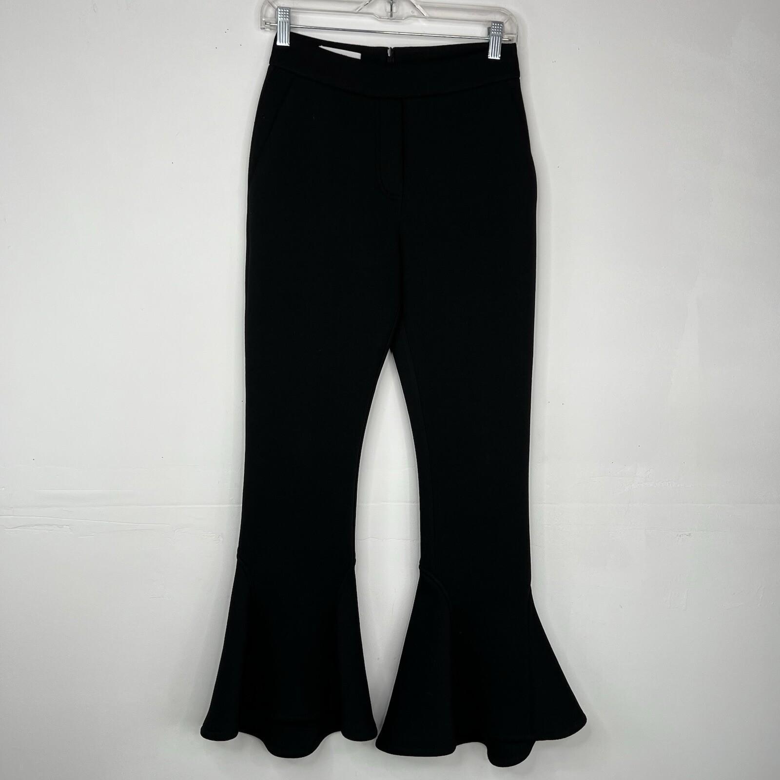 Beaufille Polyester Rayon Pants 2 Black Flared Hem Bell Bottom Stretch Disco