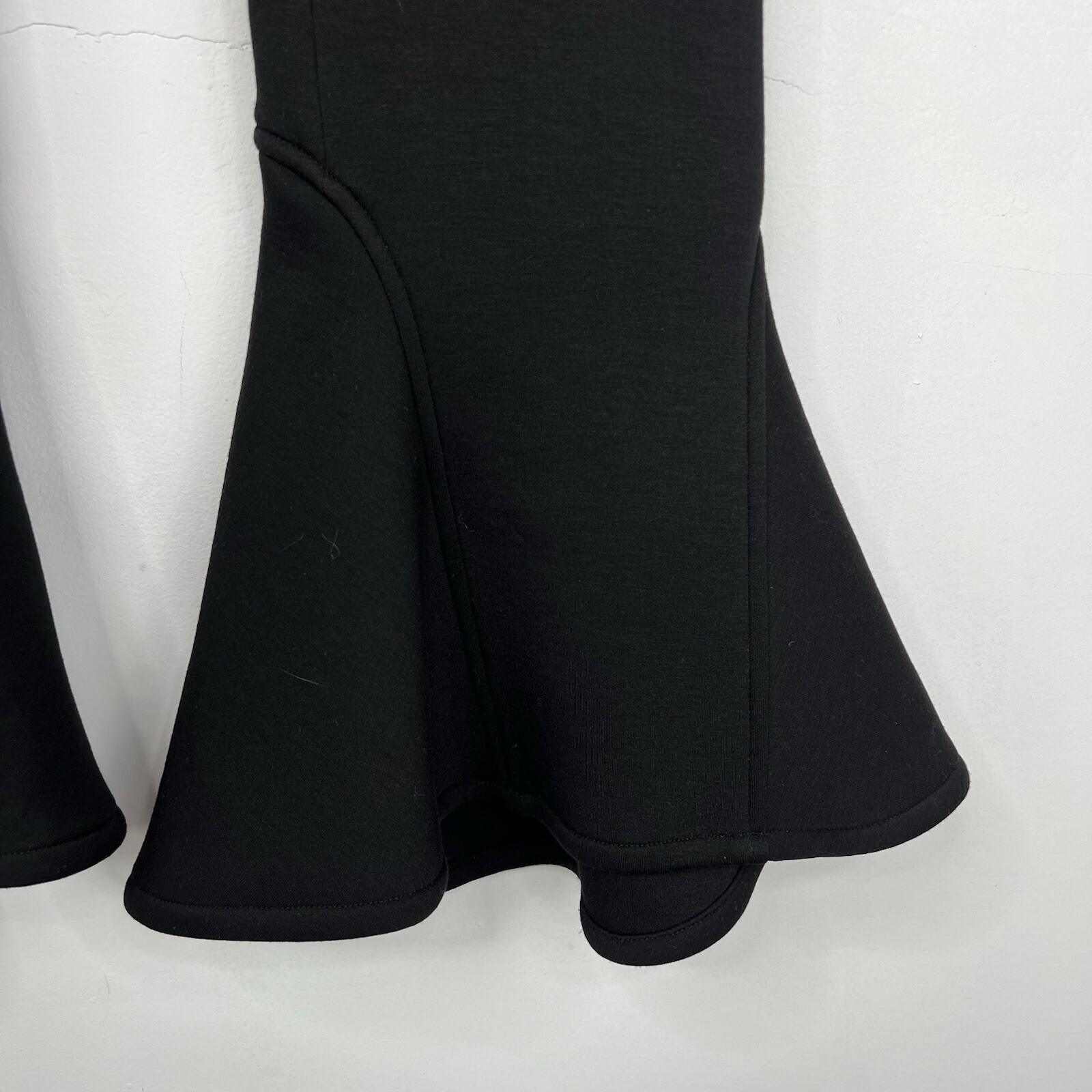 Beaufille Polyester Rayon Pants 2 Black Flared Hem Bell Bottom Stretch Disco