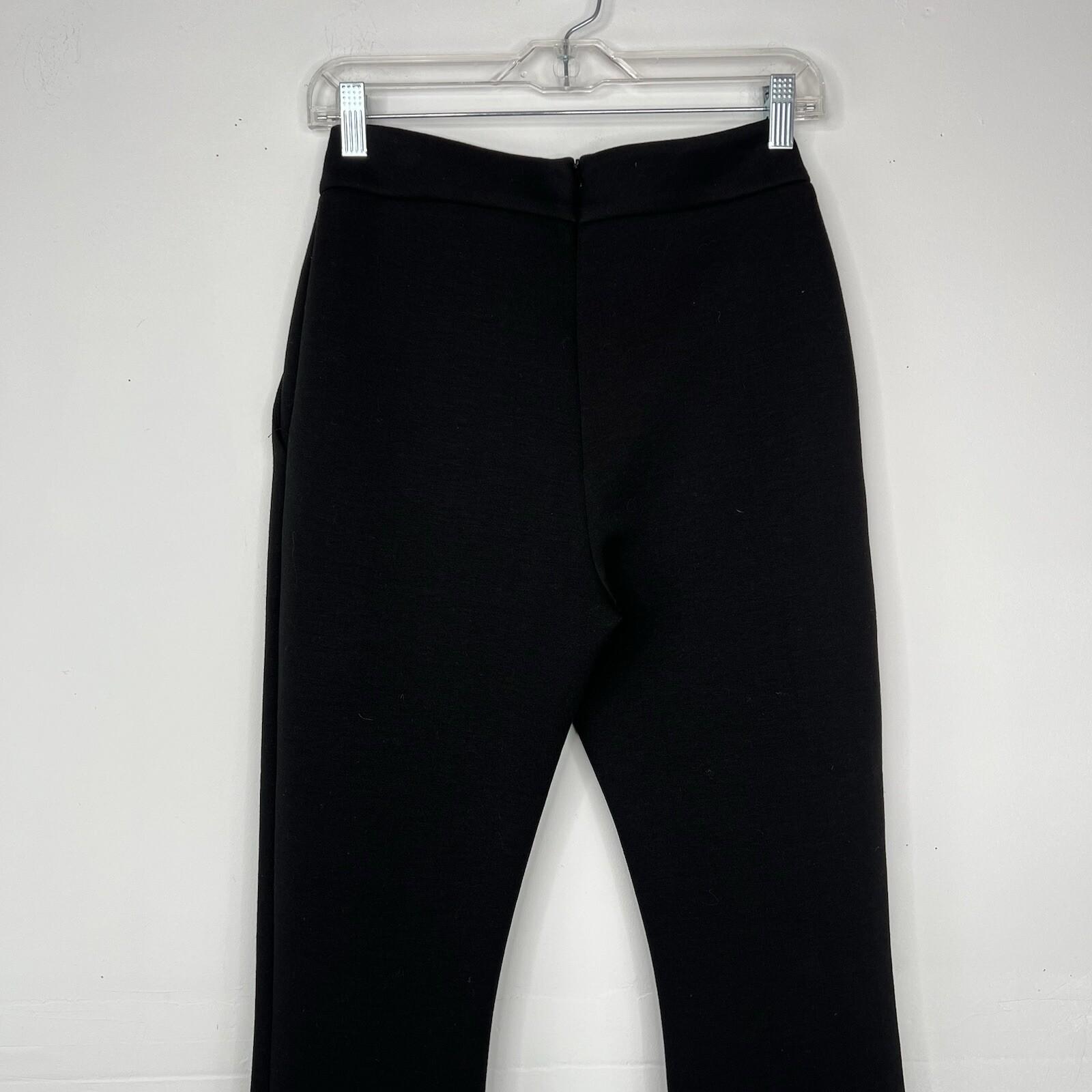 Beaufille Polyester Rayon Pants 2 Black Flared Hem Bell Bottom Stretch Disco