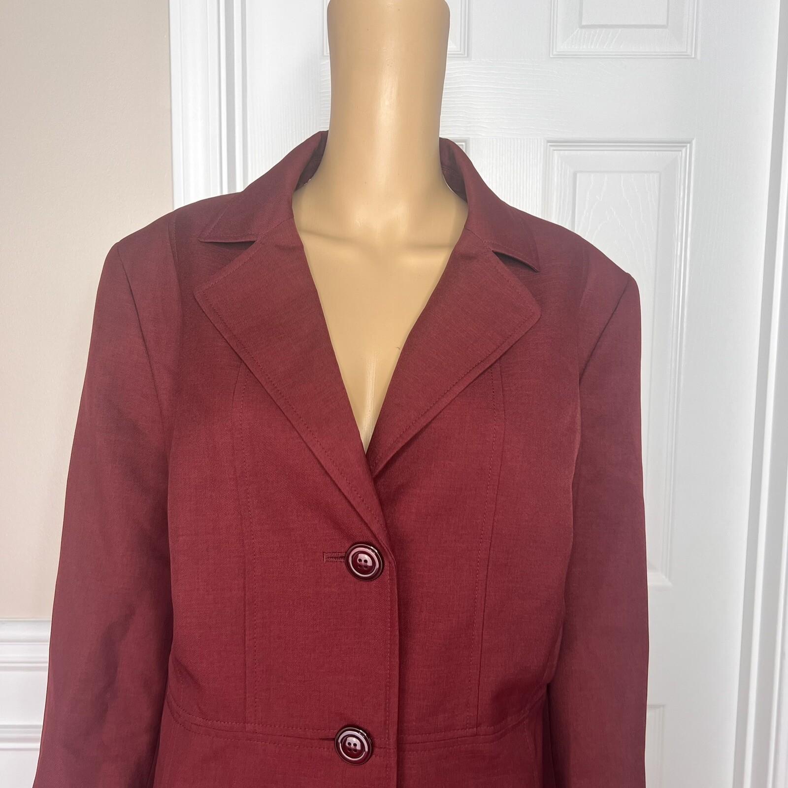 Jones Studio Women Polyester Blazer Suit Size 16W Merlot Lined Notch Collar New