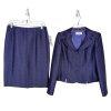 Le Suit Polyester Metallic Skirt Suit Size 6P Purple Wide Notch Collar 2PC New