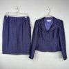 Le Suit Polyester Metallic Skirt Suit Size 6P Purple Wide Notch Collar 2PC New