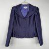 Le Suit Polyester Metallic Skirt Suit Size 6P Purple Wide Notch Collar 2PC New