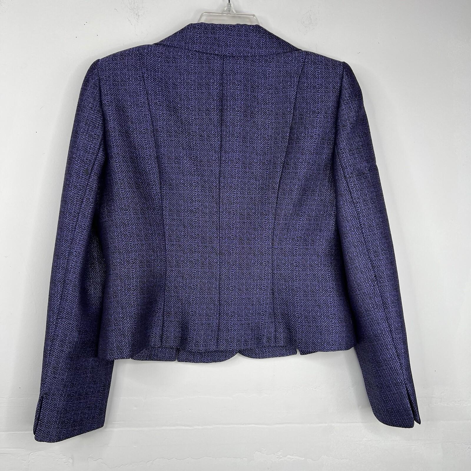 Le Suit Polyester Metallic Skirt Suit Size 6P Purple Wide Notch Collar 2PC New