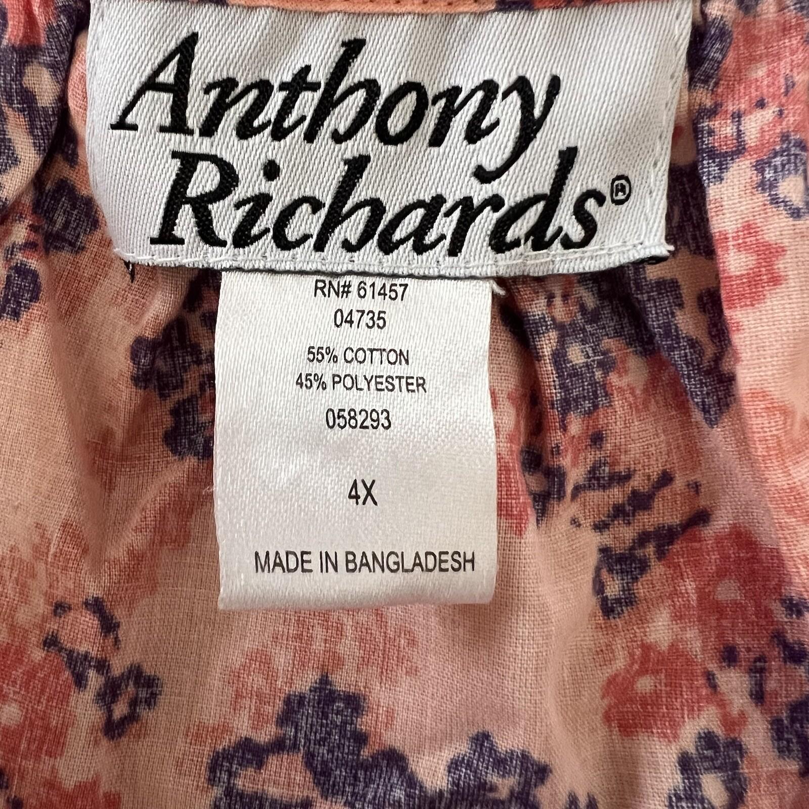 Anthony Richards Vintage House Dress Size 4X Floral Sleeveless Adjustable Strap