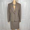 Tahari ASL Polyester Rayon Spandex Skirt 10 Suit 12 Brown Peak Collar 2PC