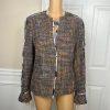 10-7127.jpg Feraud Upper Cloth Virgin Wool Silk Blazer Size 12 Multicolor Bell Sleeves Lined