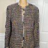 10-7128.jpg Feraud Upper Cloth Virgin Wool Silk Blazer Size 12 Multicolor Bell Sleeves Lined