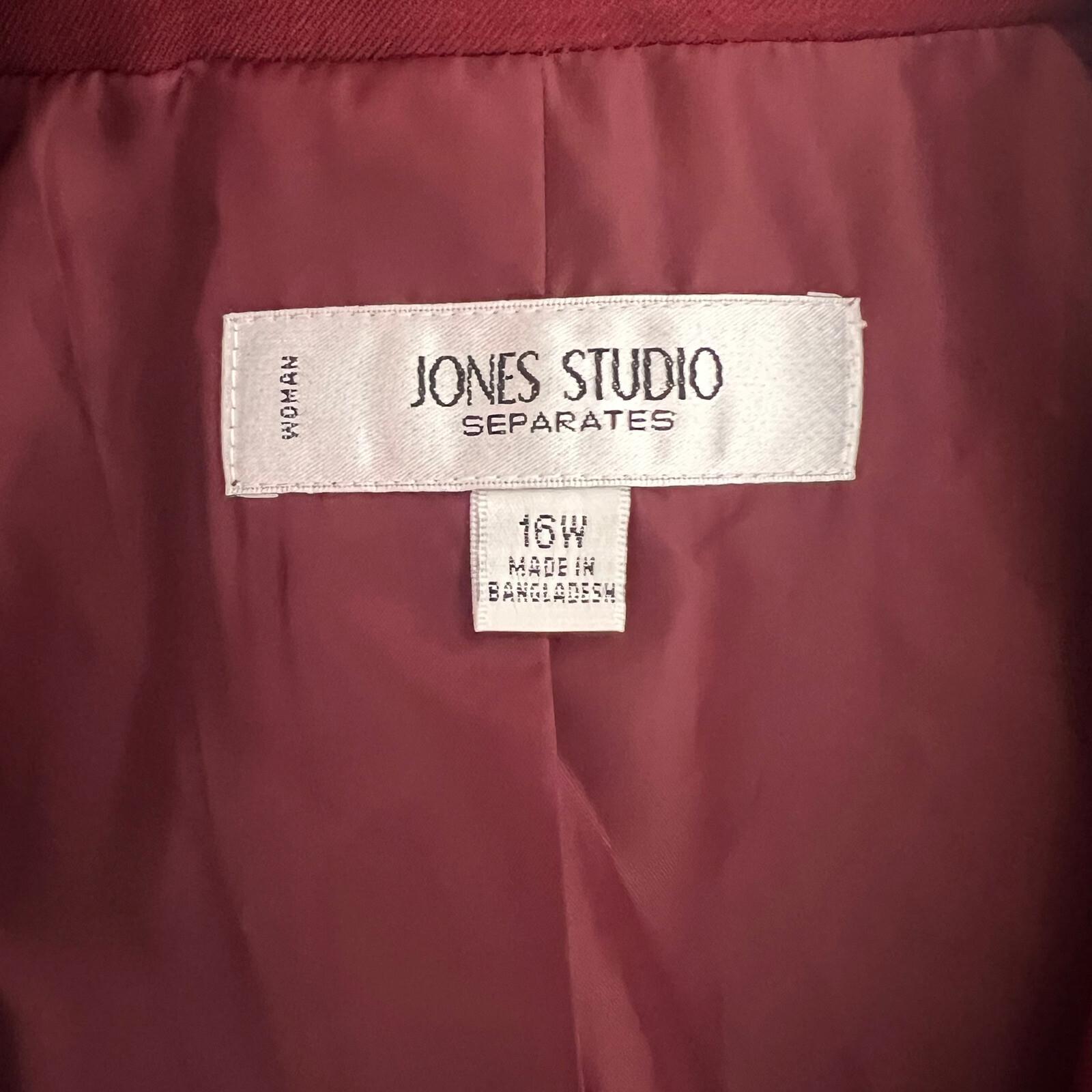 Jones Studio Women Polyester Blazer Suit Size 16W Merlot Lined Notch Collar New