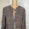 10-7130.jpg Feraud Upper Cloth Virgin Wool Silk Blazer Size 12 Multicolor Bell Sleeves Lined