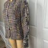 10-7131.jpg Feraud Upper Cloth Virgin Wool Silk Blazer Size 12 Multicolor Bell Sleeves Lined