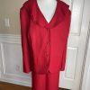 10-7136.jpg New EMILY Women 2PC Red Polyester Ruffle Collarless Skirt Suit Size 32W MSRP0