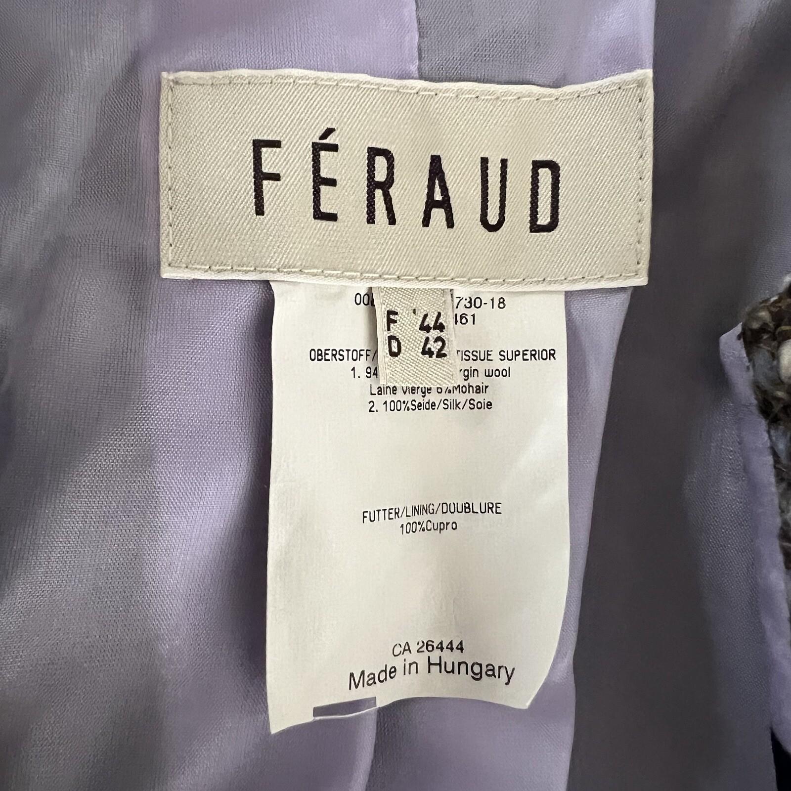 10-7139.jpg Feraud Upper Cloth Virgin Wool Silk Blazer Size 12 Multicolor Bell Sleeves Lined