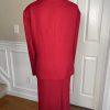 10-7141.jpg New EMILY Women 2PC Red Polyester Ruffle Collarless Skirt Suit Size 32W MSRP0