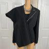 Tahari ASL Polyester Blend Pant Suit Top Size 16P Black Striped Lined 3PC Career