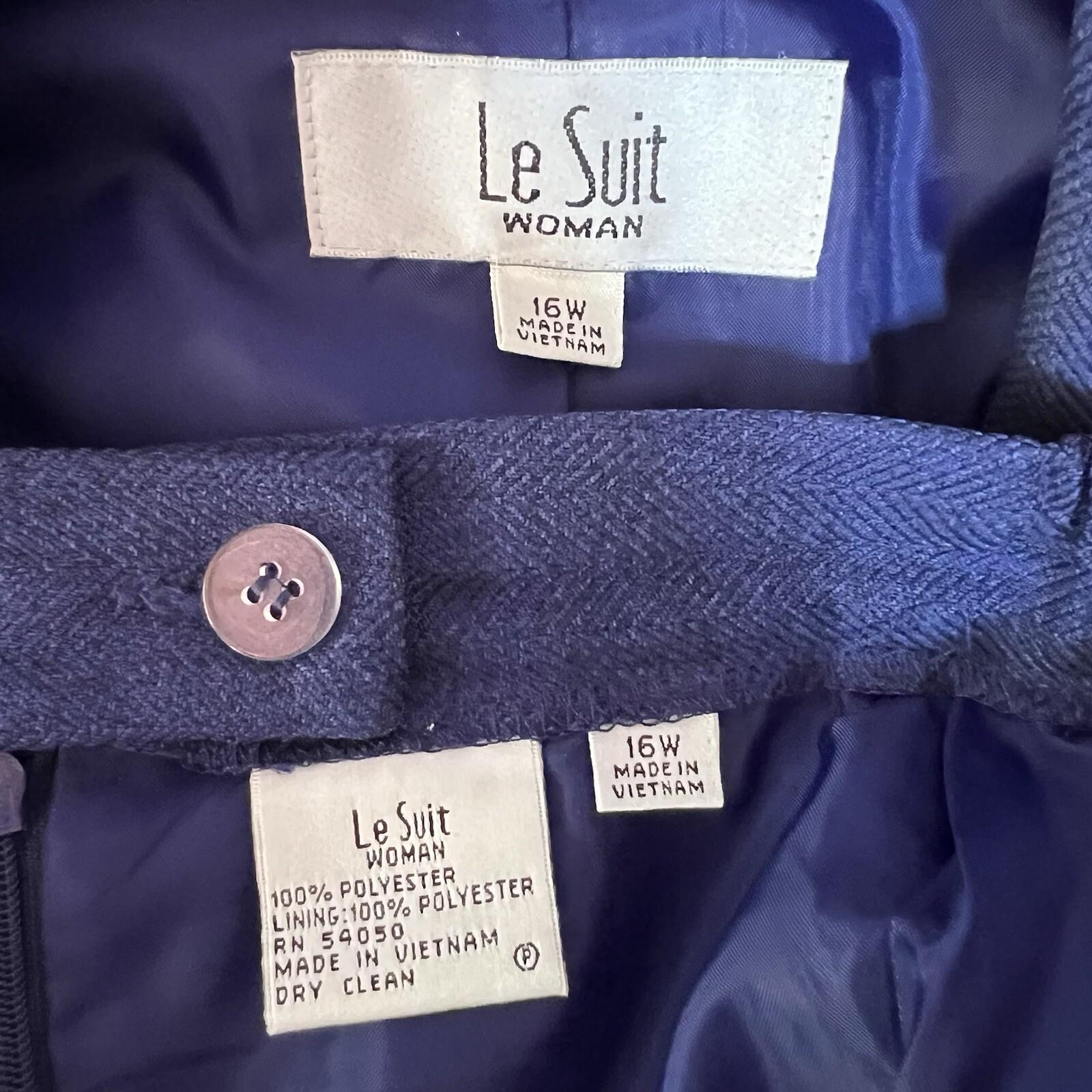 Le Suit Polyester Skirt Suit Size 16W Purple Shawl Collar Lined Career 2PC