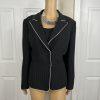 Tahari ASL Polyester Blend Pant Suit Top Size 16P Black Striped Lined 3PC Career