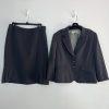 Tahari ASL Rayon Polyester Skirt Suit Size 10 Gray Striped Notch Collar 2PC