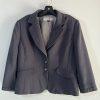 Tahari ASL Rayon Polyester Skirt Suit Size 10 Gray Striped Notch Collar 2PC