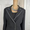 Tahari ASL Polyester Blend Pant Suit Top Size 16P Black Striped Lined 3PC Career