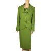 Moshita Couture Polyester Skirt Top Suit 14 Green Ruffle Bell Sleeves 3PC