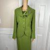 Moshita Couture Polyester Skirt Top Suit 14 Green Ruffle Bell Sleeves 3PC