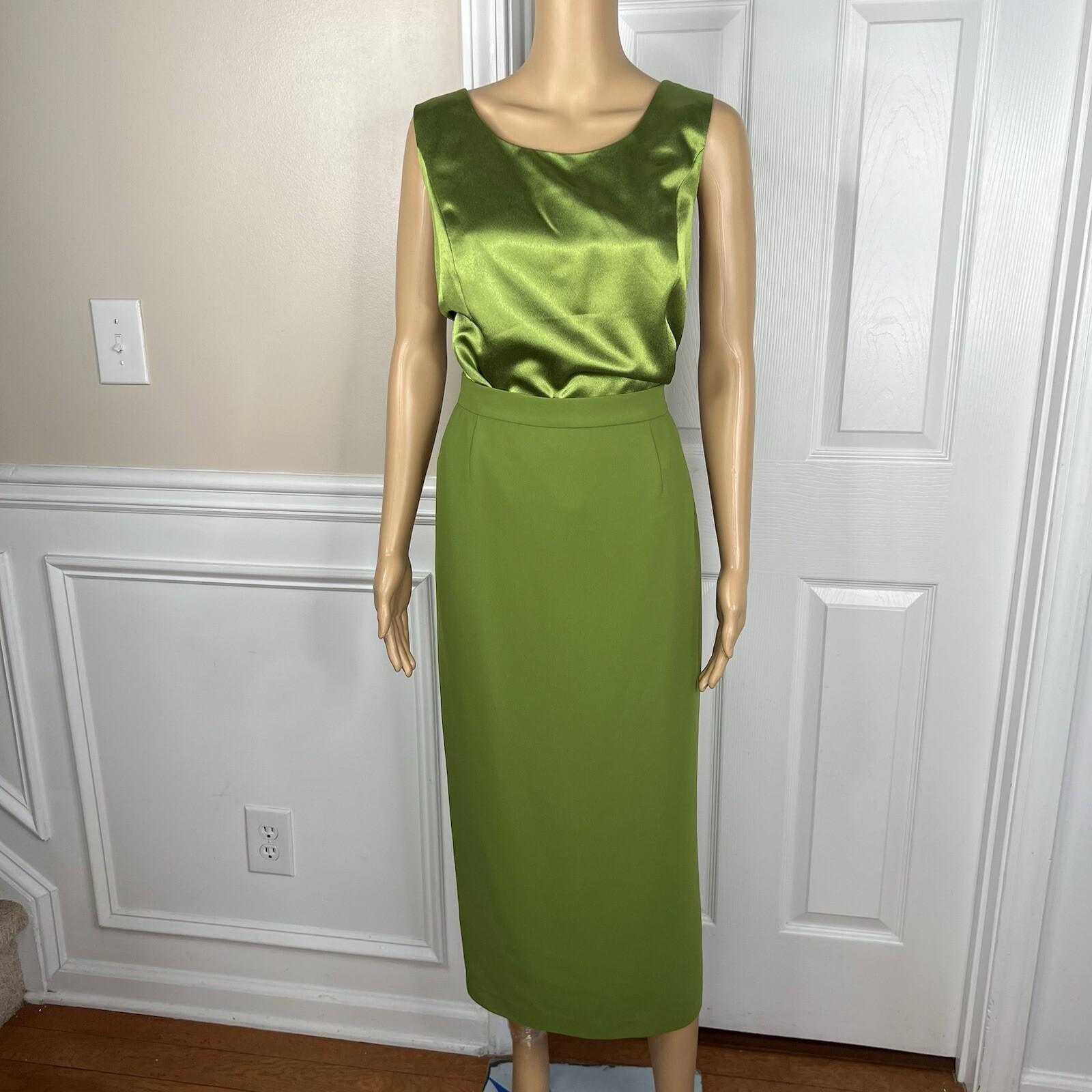 Moshita Couture Polyester Skirt Top Suit 14 Green Ruffle Bell Sleeves 3PC