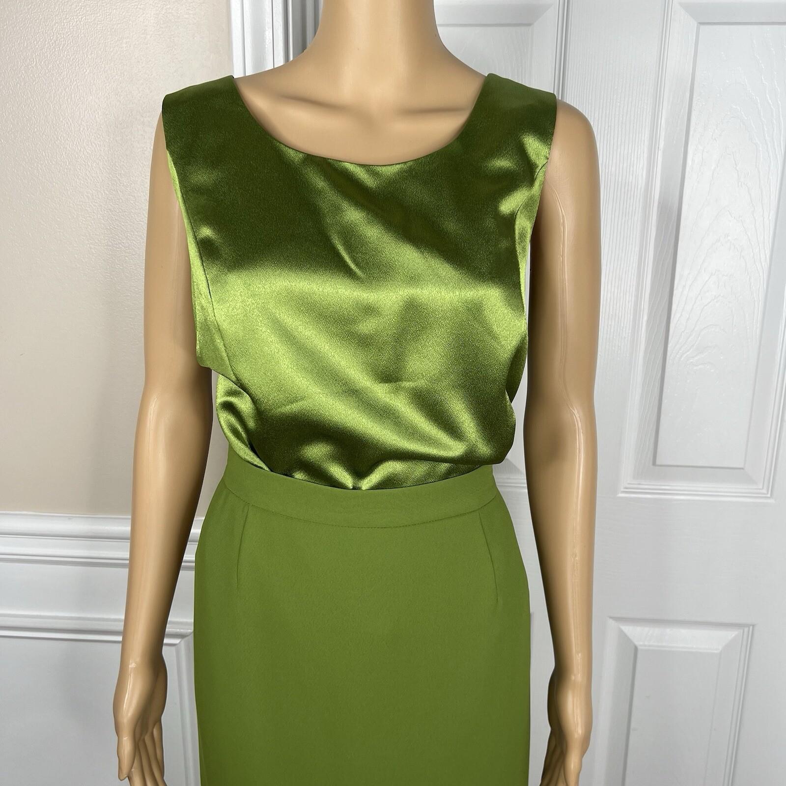 Moshita Couture Polyester Skirt Top Suit 14 Green Ruffle Bell Sleeves 3PC