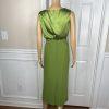 Moshita Couture Polyester Skirt Top Suit 14 Green Ruffle Bell Sleeves 3PC