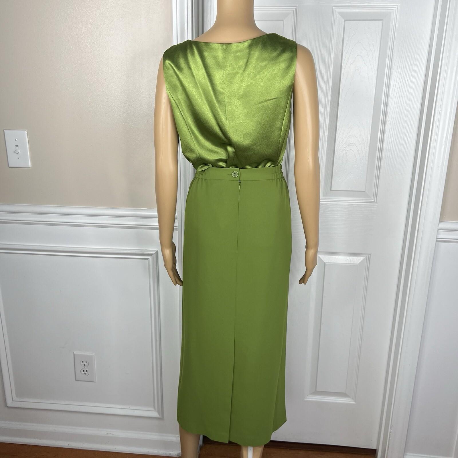Moshita Couture Polyester Skirt Top Suit 14 Green Ruffle Bell Sleeves 3PC