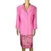 Le Suit Women Polyester Skirt 12 Suit 14 Pink Floral Peak Collar Cocktail 2PC