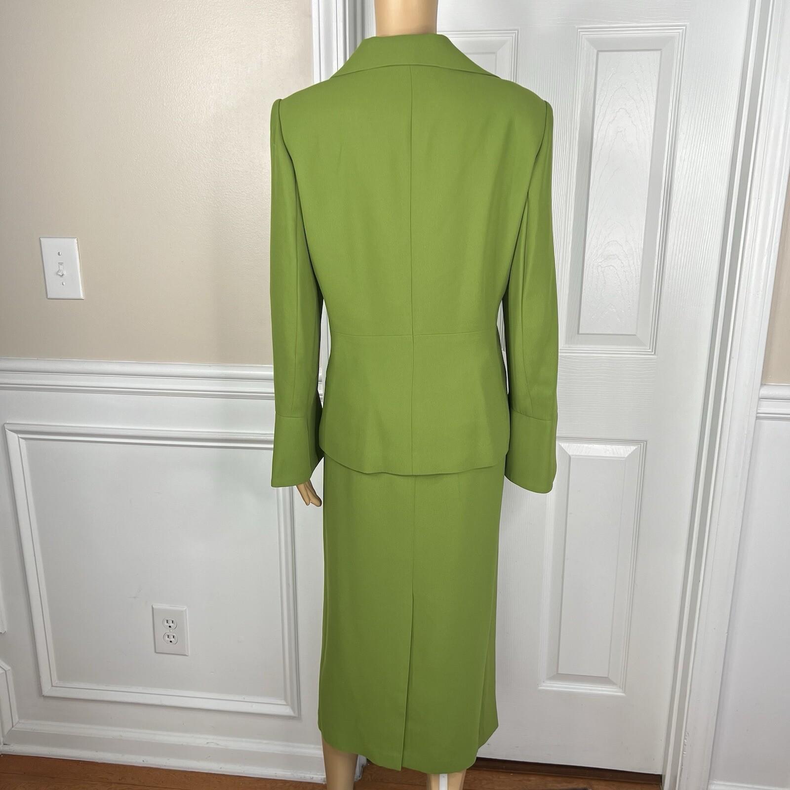 Moshita Couture Polyester Skirt Top Suit 14 Green Ruffle Bell Sleeves 3PC