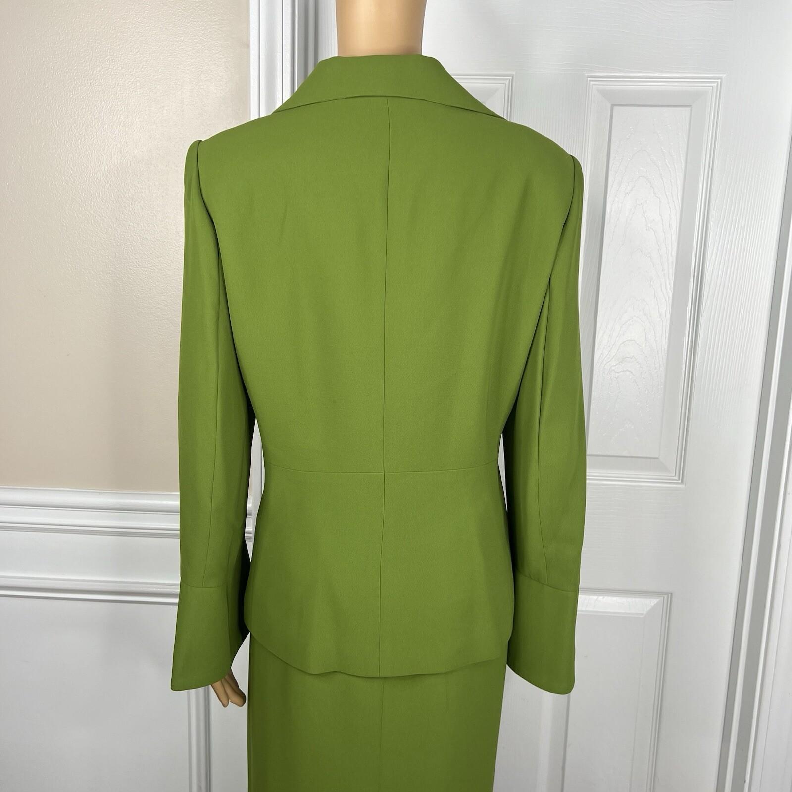Moshita Couture Polyester Skirt Top Suit 14 Green Ruffle Bell Sleeves 3PC