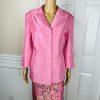 Le Suit Women Polyester Skirt 12 Suit 14 Pink Floral Peak Collar Cocktail 2PC
