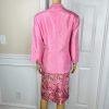 Le Suit Women Polyester Skirt 12 Suit 14 Pink Floral Peak Collar Cocktail 2PC