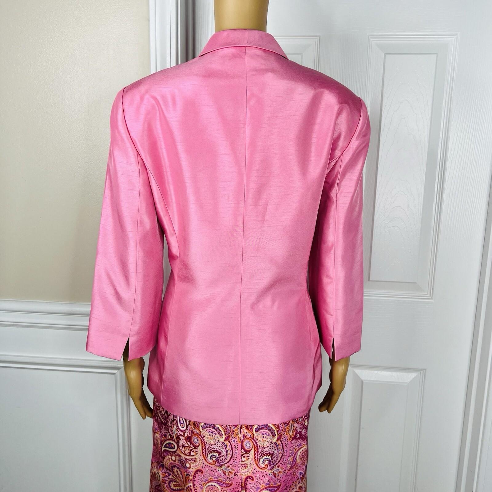 Le Suit Women Polyester Skirt 12 Suit 14 Pink Floral Peak Collar Cocktail 2PC